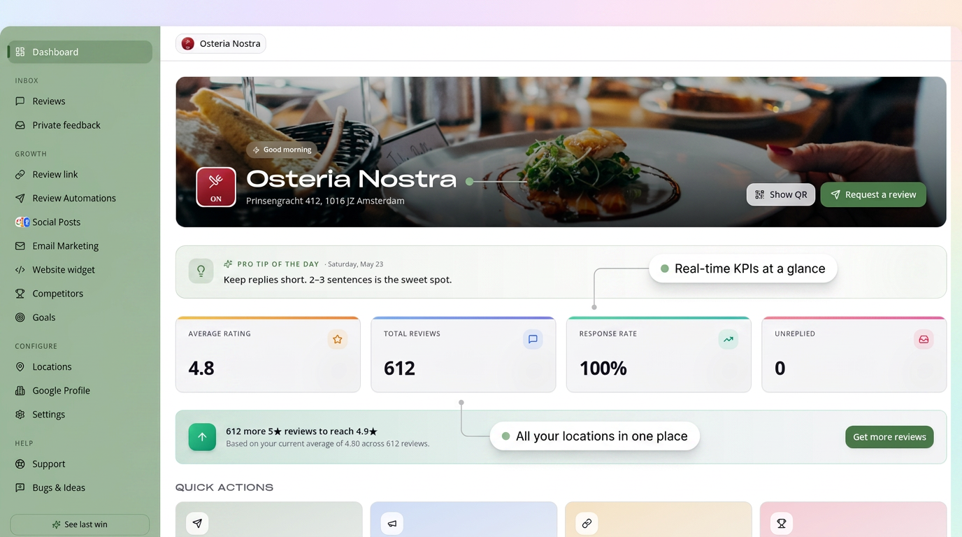 AI-generated reply to a Google review
