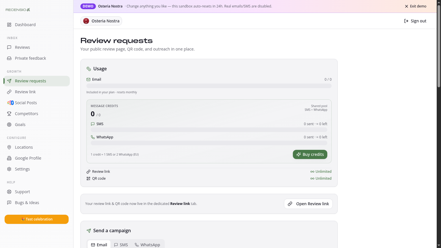 Send review requests